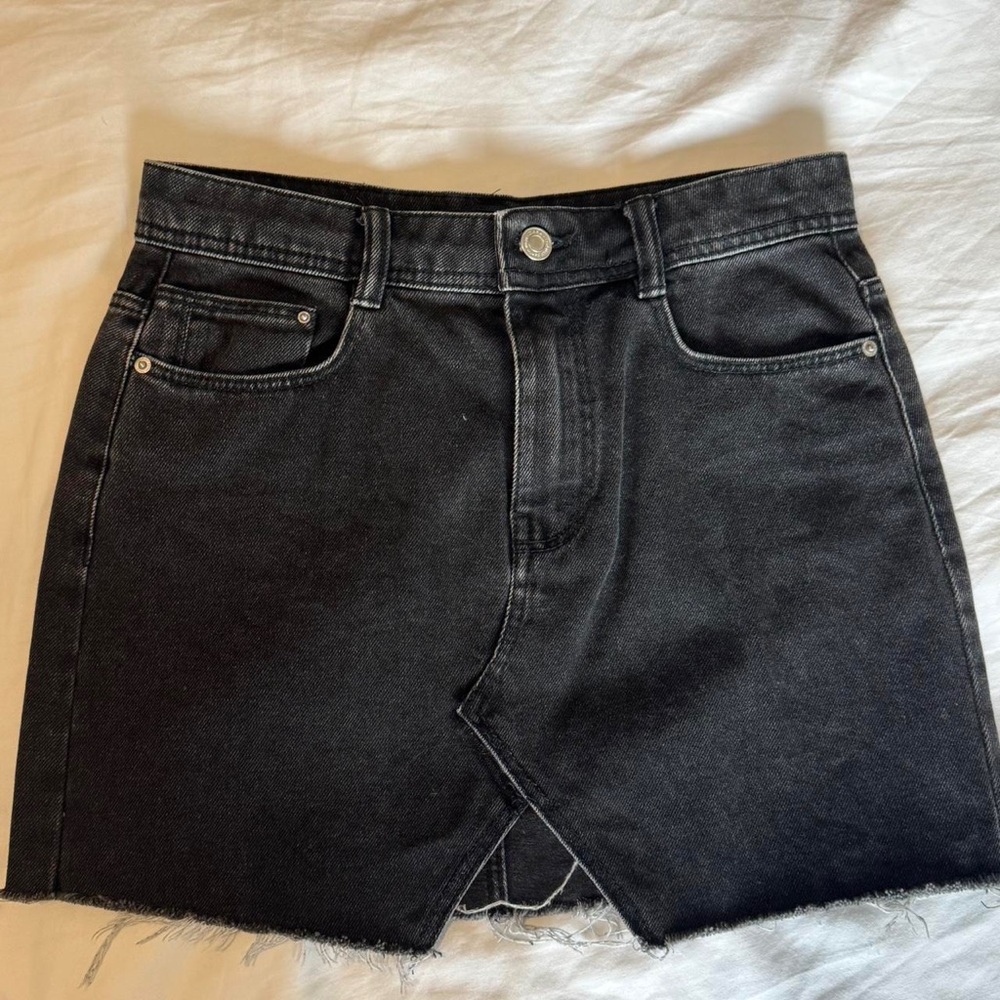 Zara Black Denim Mini Skort Shorts